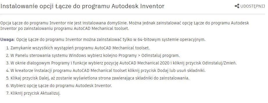 Przeniesienie modelu 3D Inventora na rysunek płaski AutoCAD 2