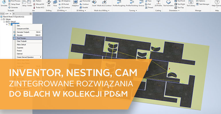inventor nesting cam - kolekcja pdm tworzenie elementów z blach