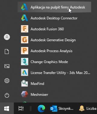 Autodesk – menu start