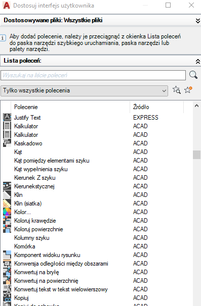 AutoCAD - pasek narzędzi szybkiego dostępu dodawanie funkcji
