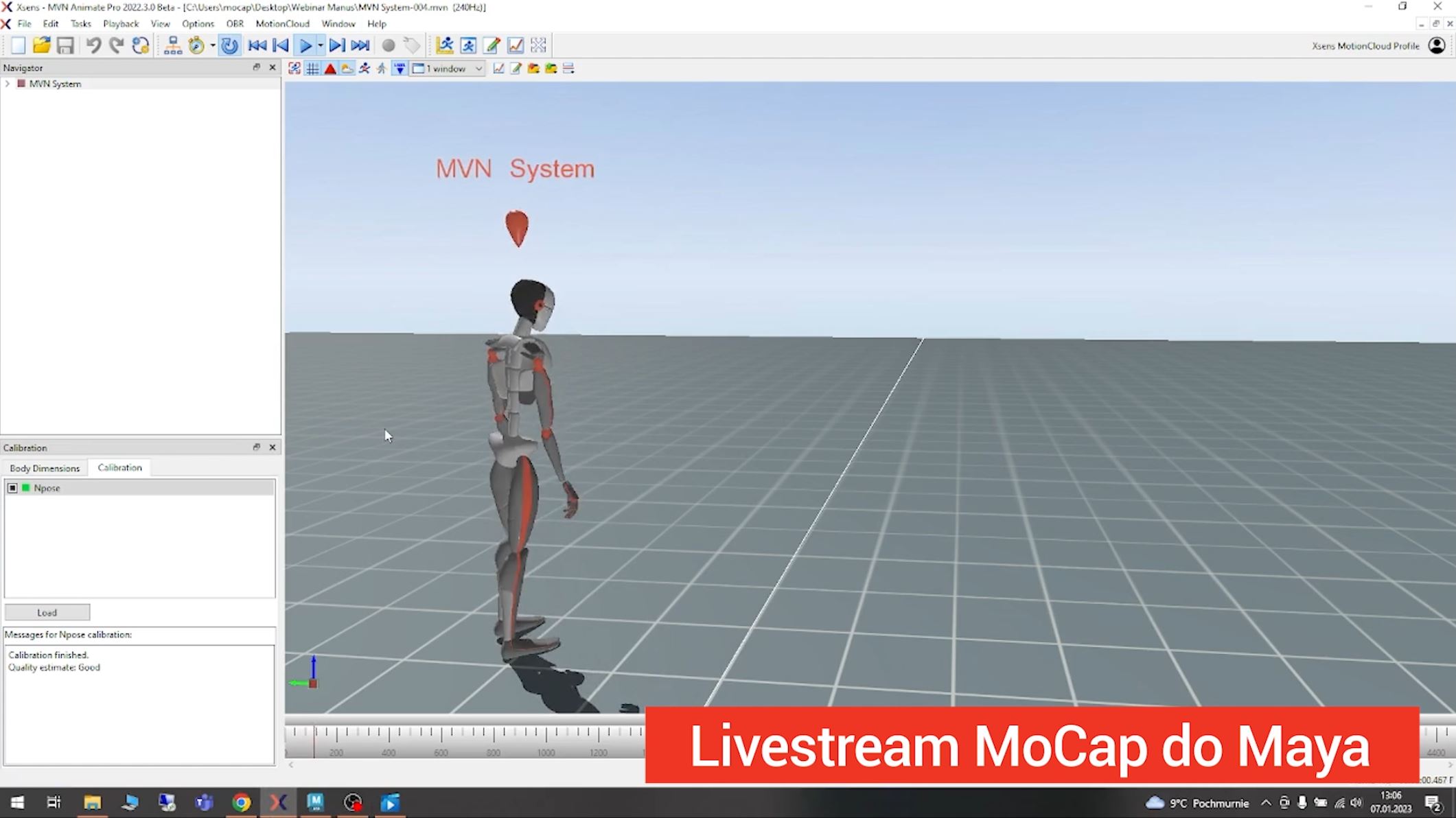 MVN Animate Xsens livestream MoCap do Maya