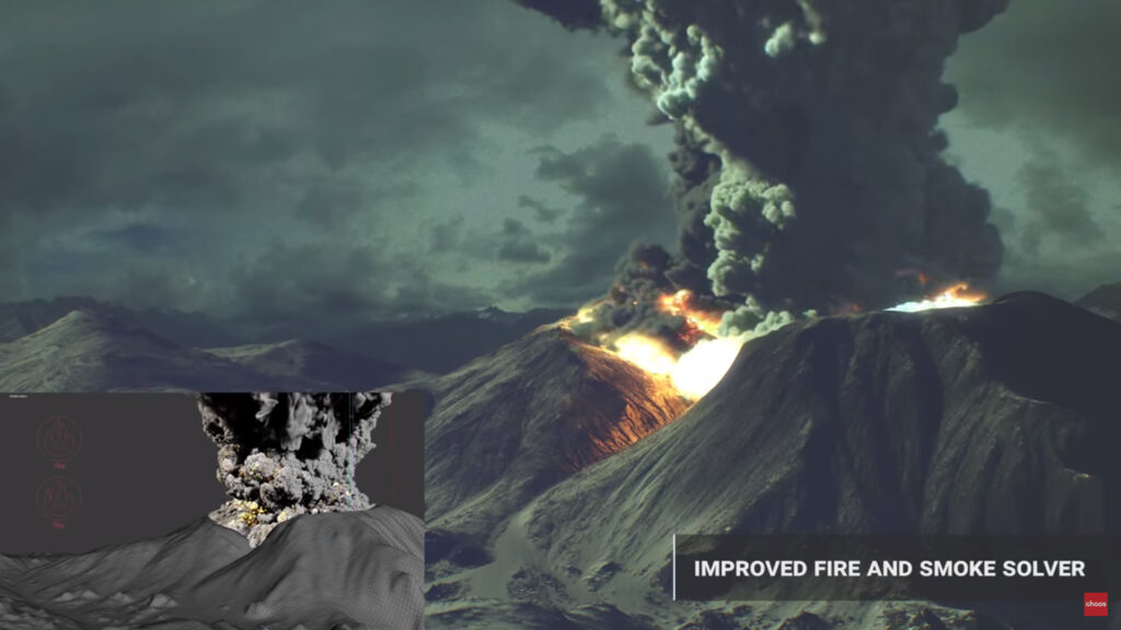 wybuch wulkanu wyrenderowanego w phoenix 5
